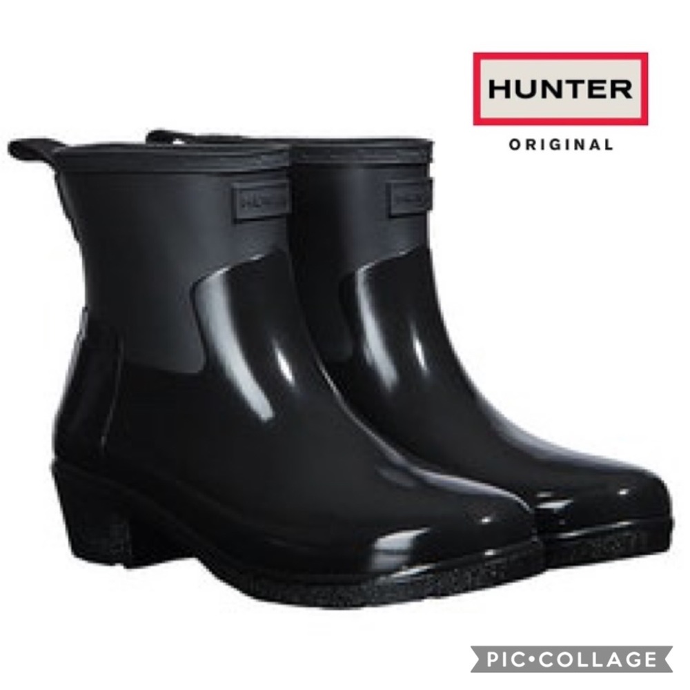 ☔️Hunter Refined Gloss Duo Rain Booties {Black} 7